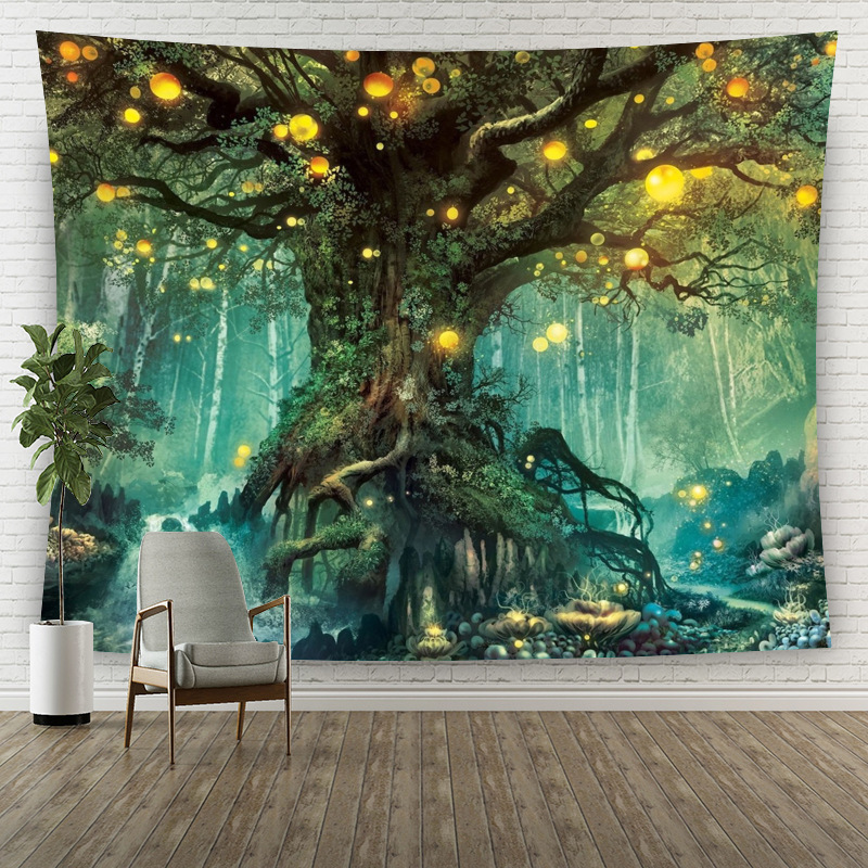 Colorful tree tapestry Bohemia Mandala psychedelic wall religious tapestries bulk