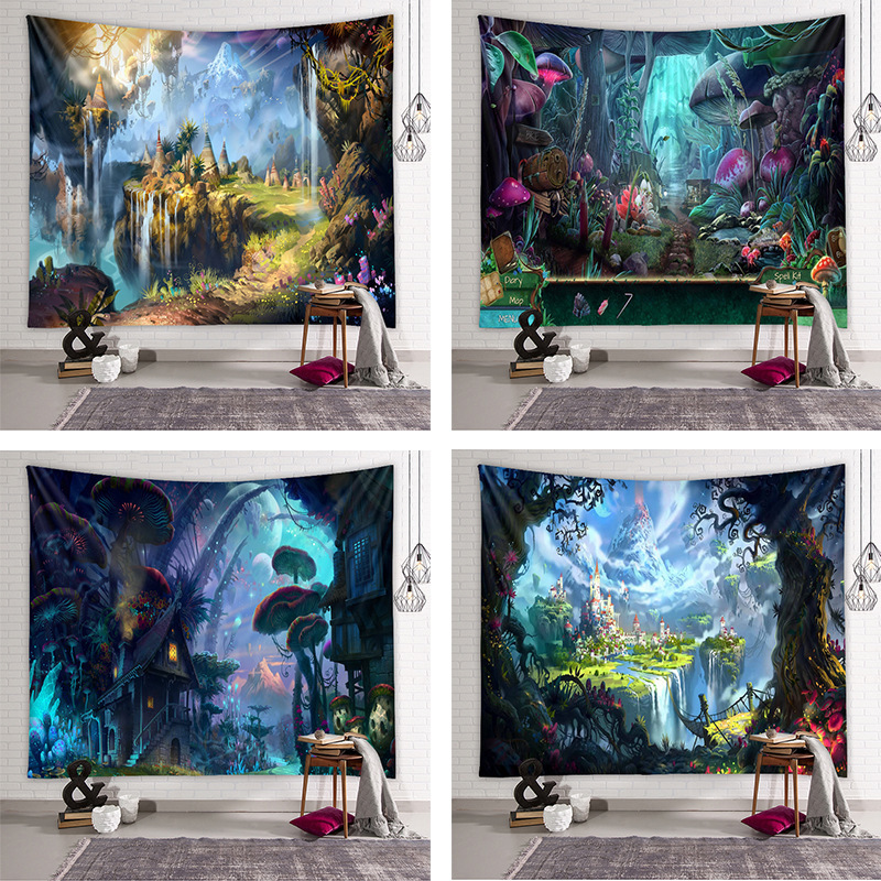 3D Print Trippy Mushroom Tapestry Hippie Psychedelic Abstract Art Tapiz Wall Hanging Tapestries