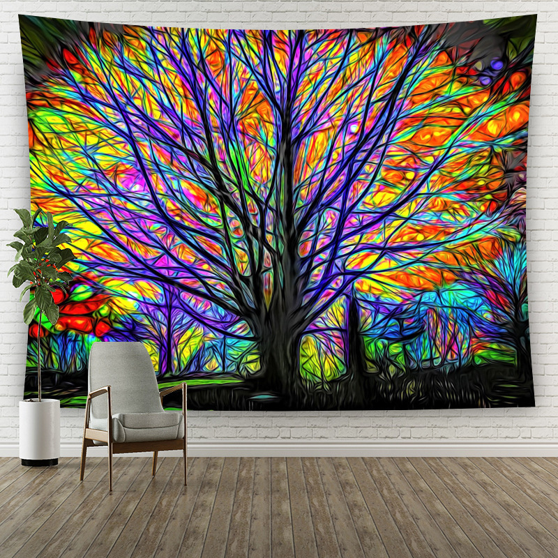 Colorful tree tapestry Bohemia Mandala psychedelic wall religious tapestries bulk