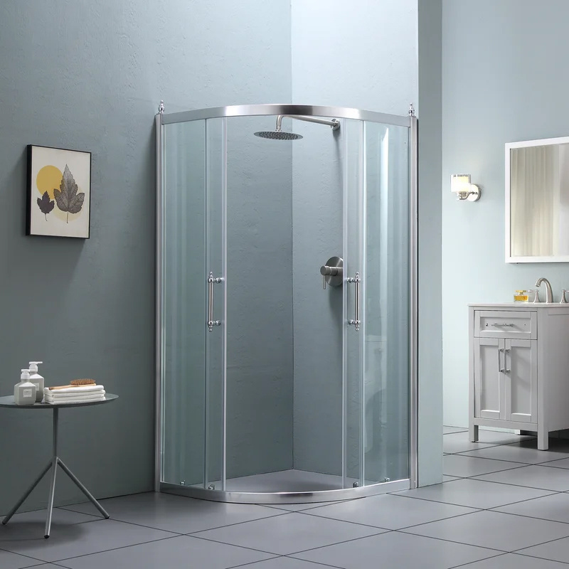 Hihaus wet room steel framed sliding glass corner frameless shower enclosure doors