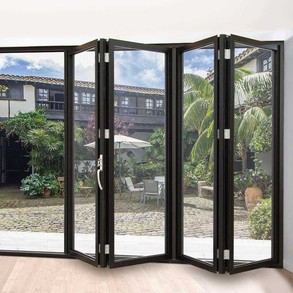 Modern High Aluminum Double Glass Accordion Large Big Bifold Long Bi Fold Sliding Exterior Main Entrance Patio Folding Door