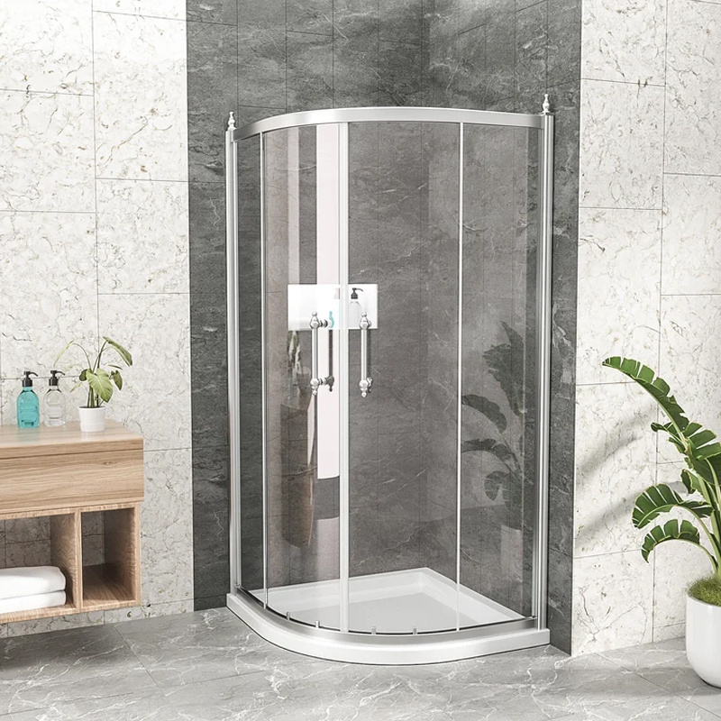 Hihaus wet room steel framed sliding glass corner frameless shower enclosure doors