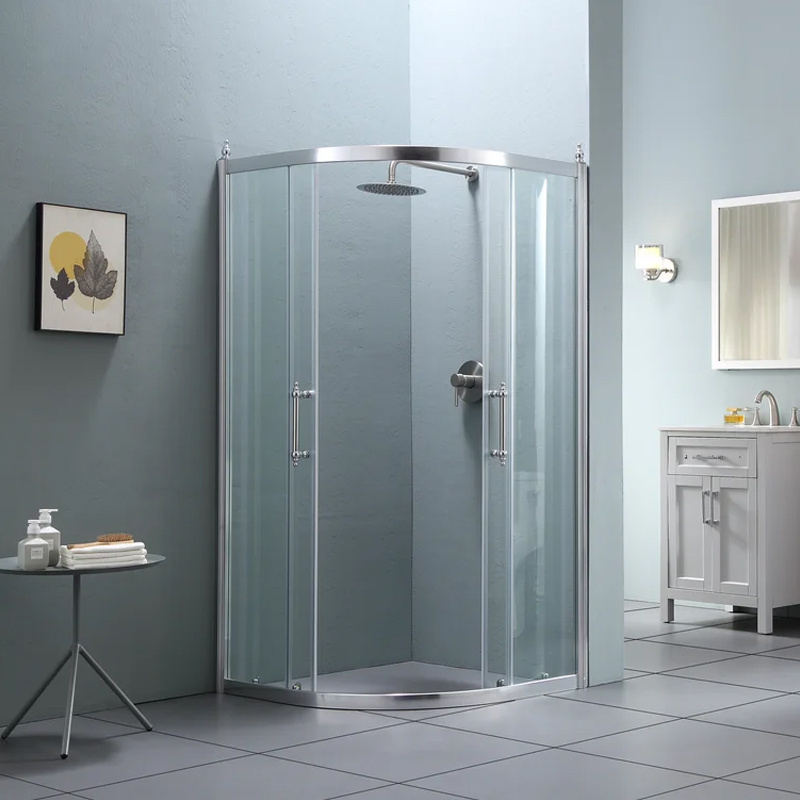 Hihaus wet room steel framed sliding glass corner frameless shower enclosure doors