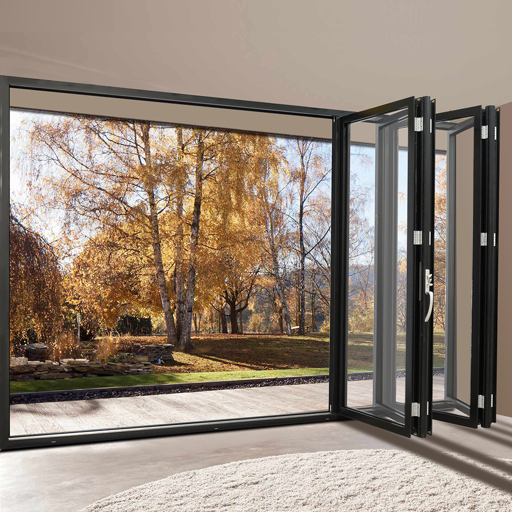 Custom accordion panoramic patio outdoor aluminium bifold glass folding doors