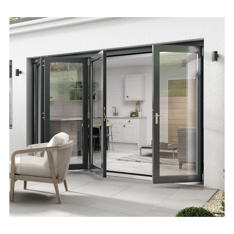 Hihaus custom white double glazed aluminium glass bifold folding window