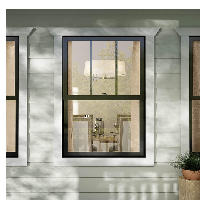 Hihaus new construction black double glazed aluminium sash double-hung windows