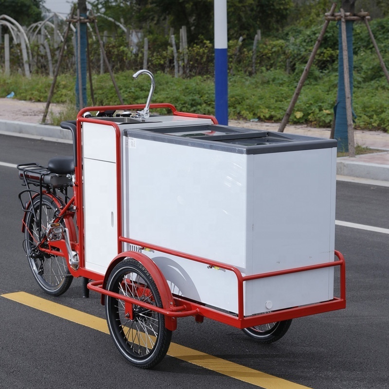 3 Wheel Electric Pedal Assist Vending Ice Cream Bike Freezer Tricycle