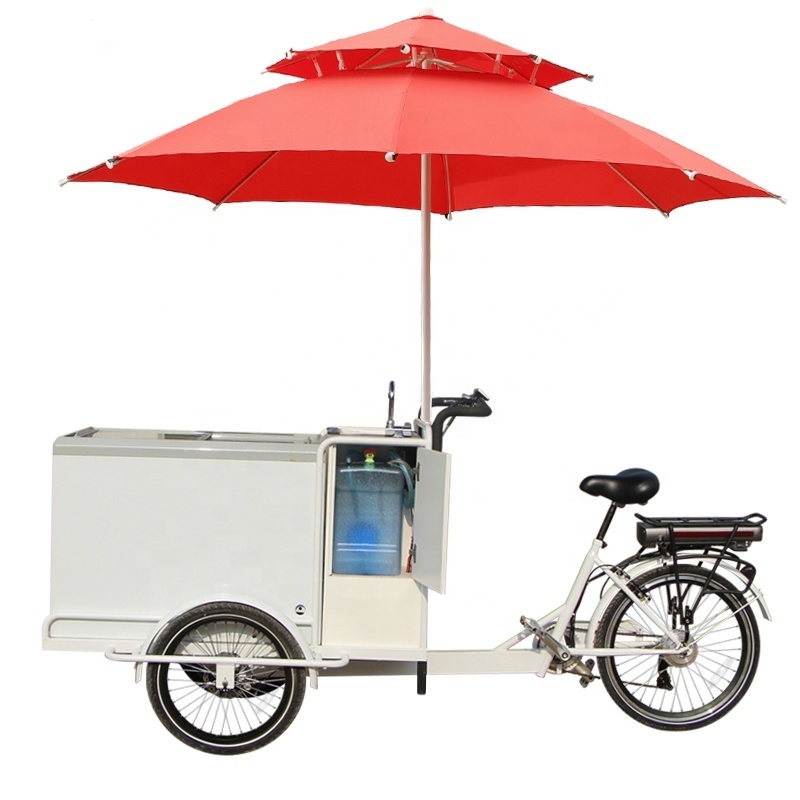 3 Wheel Electric Pedal Assist Vending Ice Cream Bike Freezer Tricycle