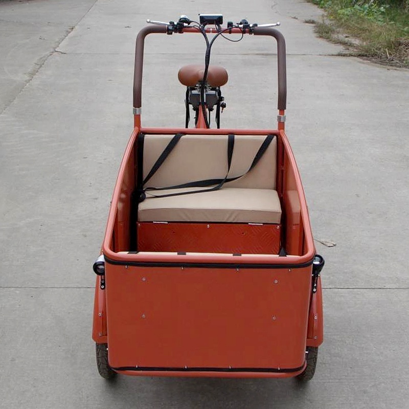 Electric three wheels rickshaw with 2 kids seat Urban Bicycles cargo Tricycle on dutch bike sale