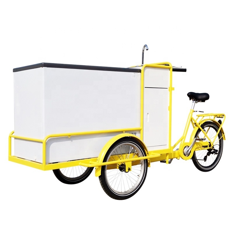 Ce Certificate Ice Cream Front Load Freezer Food Cart With Umbrella Tricycle Ice Cream Bike