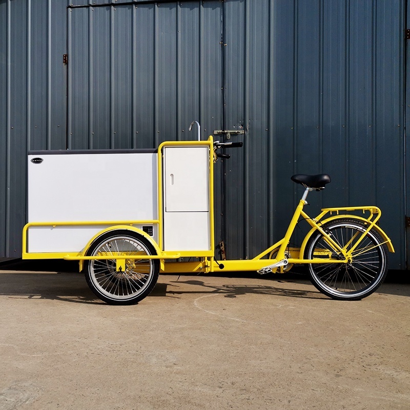 Ce Certificate Ice Cream Front Load Freezer Food Cart With Umbrella Tricycle Ice Cream Bike