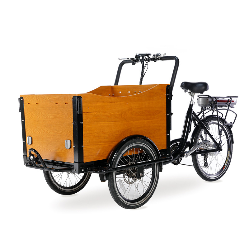 bajaj tricycle 3 Wheels cargo bike front load electric tricycles wooden case has bending radians ebike cargo tricycles