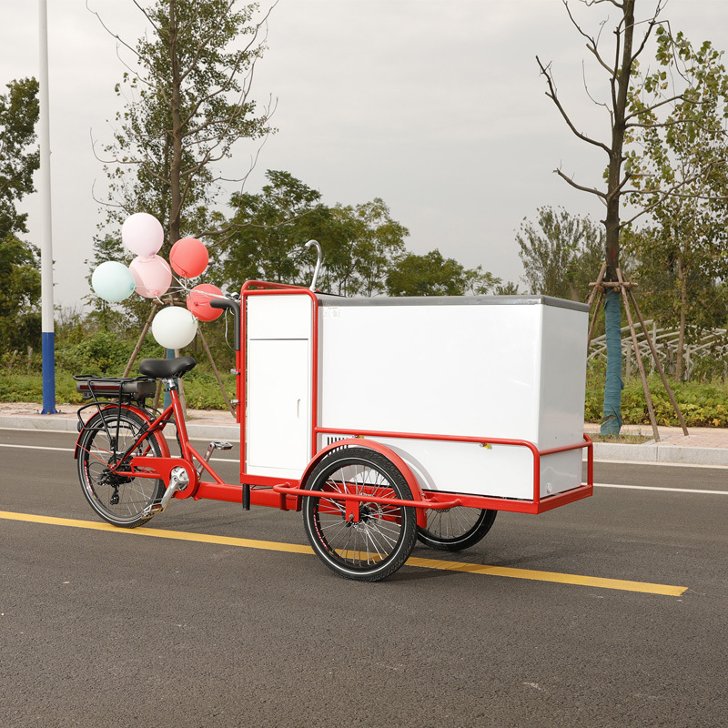 New electric stainless steel ice cream bike food cart cargo bicycle customizable for sale