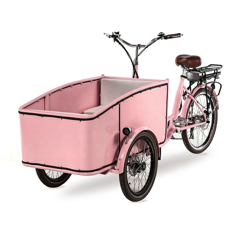 Pink Electric Truck Trailer Mobile Aluminum Cargo Bike Adult Tricycle 3 Wheels Bicycle Food Cart for Sale Kids Mobility Scooter