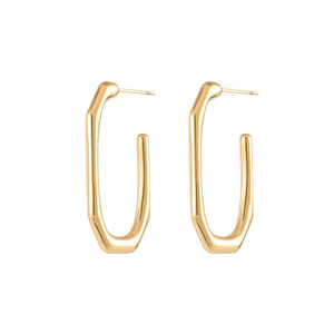 Trendy Fashion 18k Gold Hoop Earrings Plated Jewelry U-Shaped CC Hoop Earrings