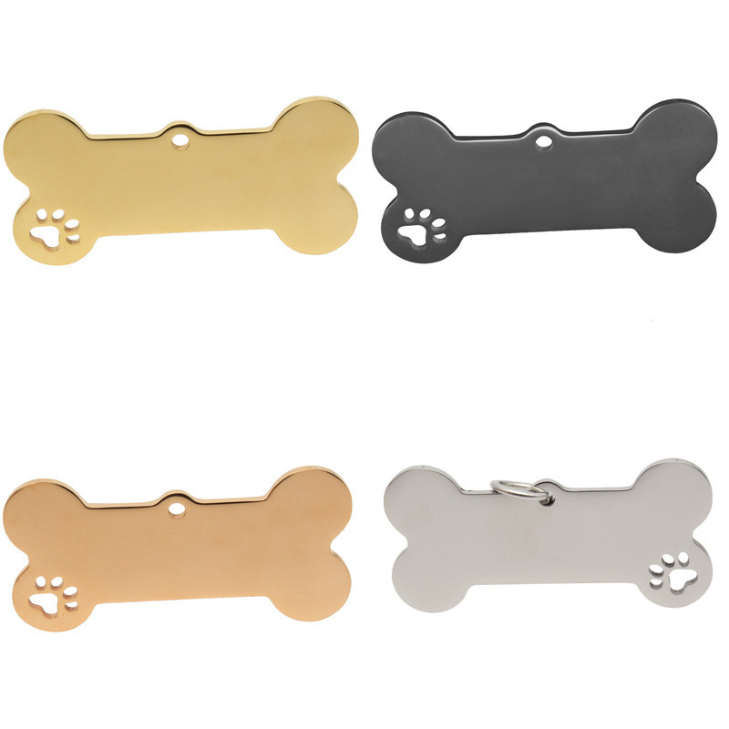 wholesale stainless steel metal blank pendant 18K gold plated pet nameplate custom engraved logo charm for jewelry