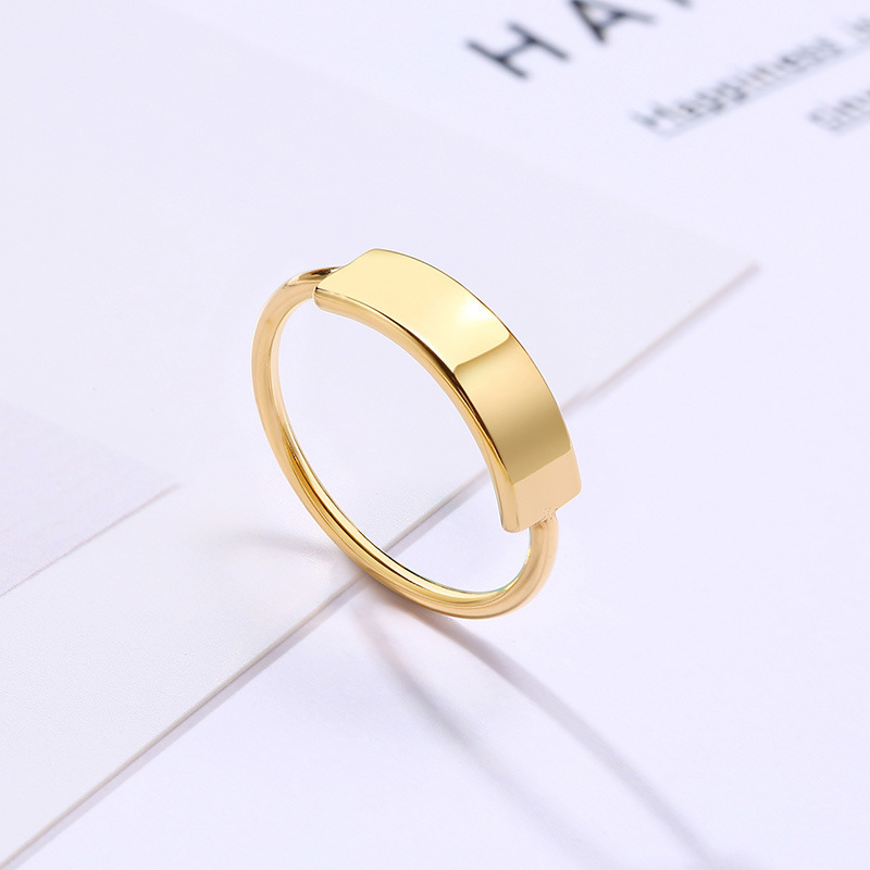 PVD Gold Jewelry Waterproof 316 Stainless Steel Blank Engraved Logo Rings Women Jewelry