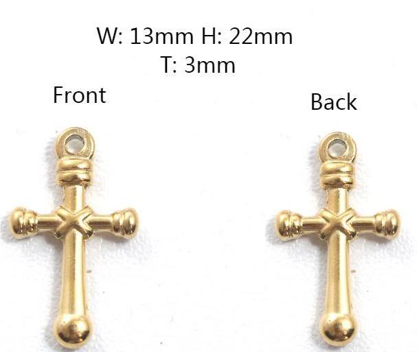 Wholesale Fashion Jewelry Making Supplies 18K Gold Stainless Steel Cross Charms Jesus Pendant Necklace