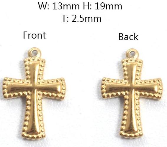 Wholesale Fashion Jewelry Making Supplies 18K Gold Stainless Steel Cross Charms Jesus Pendant Necklace