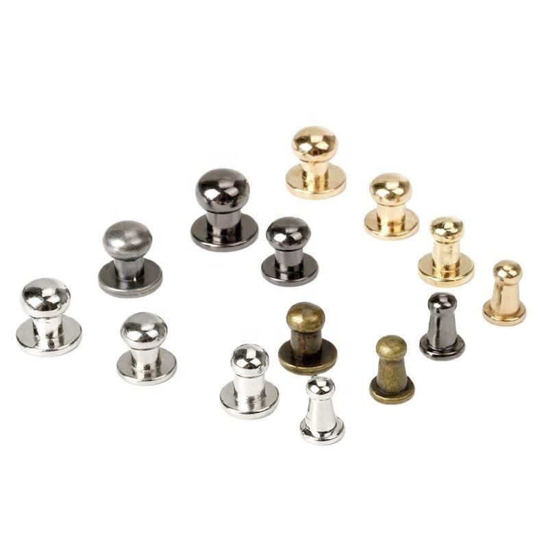 Chicago Screws Round Cap Rivet Decorative Fastening Pacifier Rivets Screw Brass Stud Head Snap Rivets For Leather labels