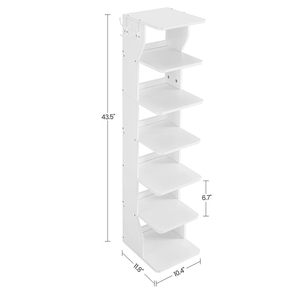 Cao Xian Hi Home Wood Shoe Rack, 6-Tier Slim Shoe Storage Rack, Space-Saving, for Entryway, Corner, Closet