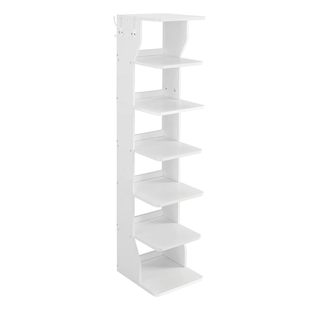 Cao Xian Hi Home Wood Shoe Rack, 6-Tier Slim Shoe Storage Rack, Space-Saving, for Entryway, Corner, Closet