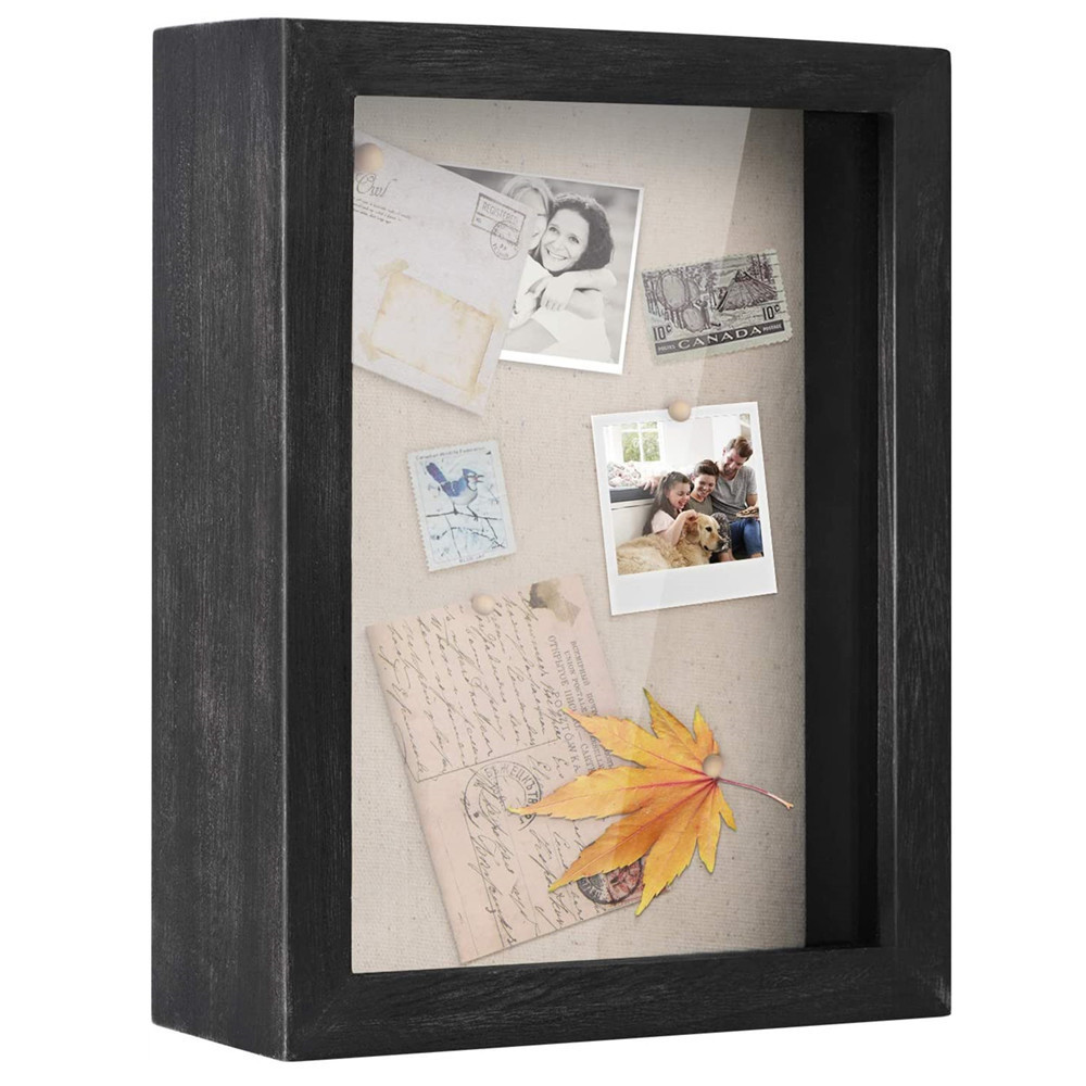 CaoXian HiHome Shadow Box Display Case with Solid Wood Frame and Removable Glass Window Memory Box