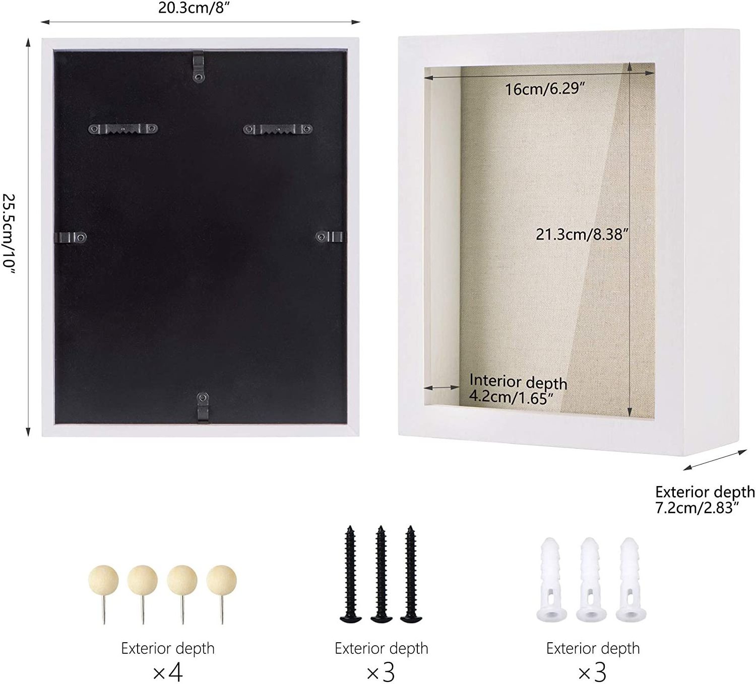 CaoXian HiHome Shadow Box Display Case with Solid Wood Frame and Removable Glass Window Memory Box