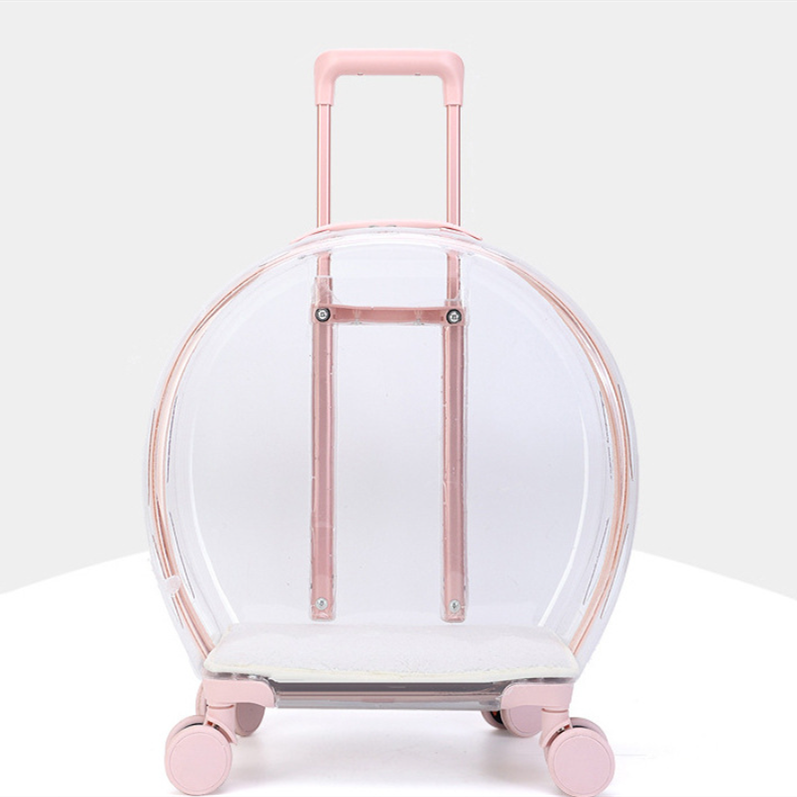 Hot Sale Transparent Capsule Pet Travel Trolley For Puppies Dogs Cat Carriers Bag With Trolley Wheel