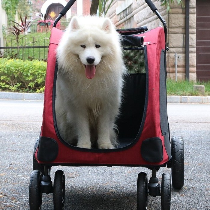 Luxury Folding Pet Stroller For Dog Outdoor Dog Strollers Pet Trolley For Sale Pet Stroller Carrier Travel With Large Wheels