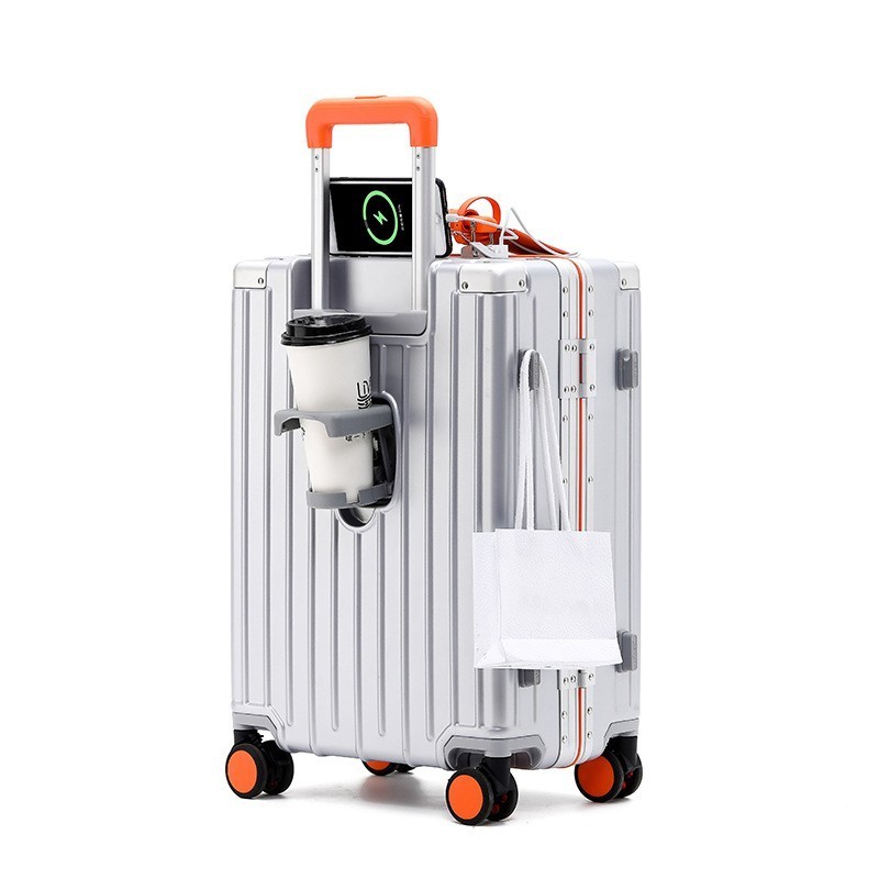 Aluminum Frame PC Luggage 20 inch Boarding Case Spinner Multi-wheel Travel Luggage Case With TSA Lock