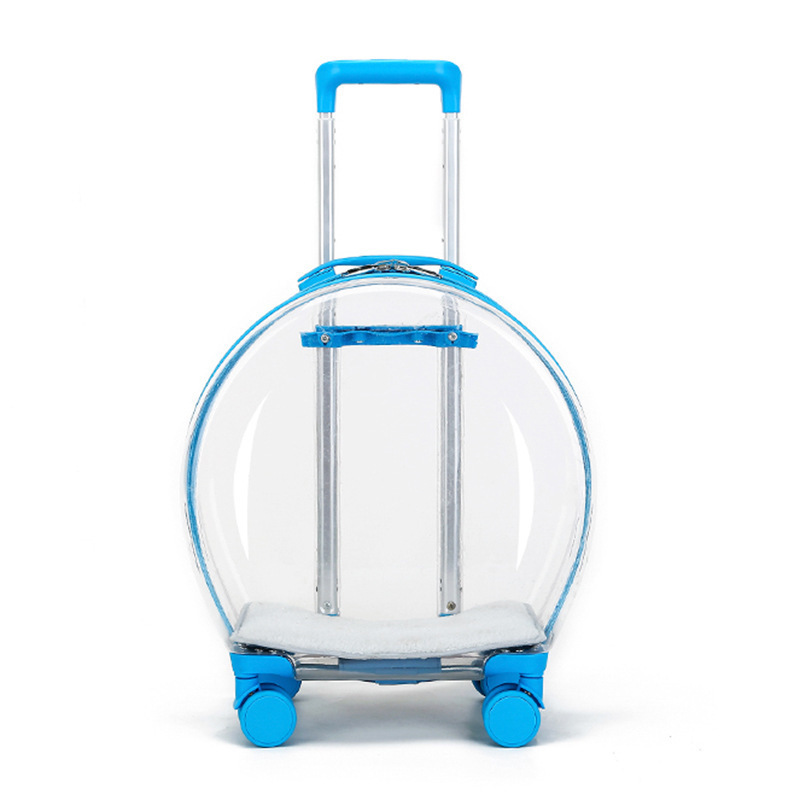 Hot Sale Transparent Capsule Pet Travel Trolley For Puppies Dogs Cat Carriers Bag With Trolley Wheel