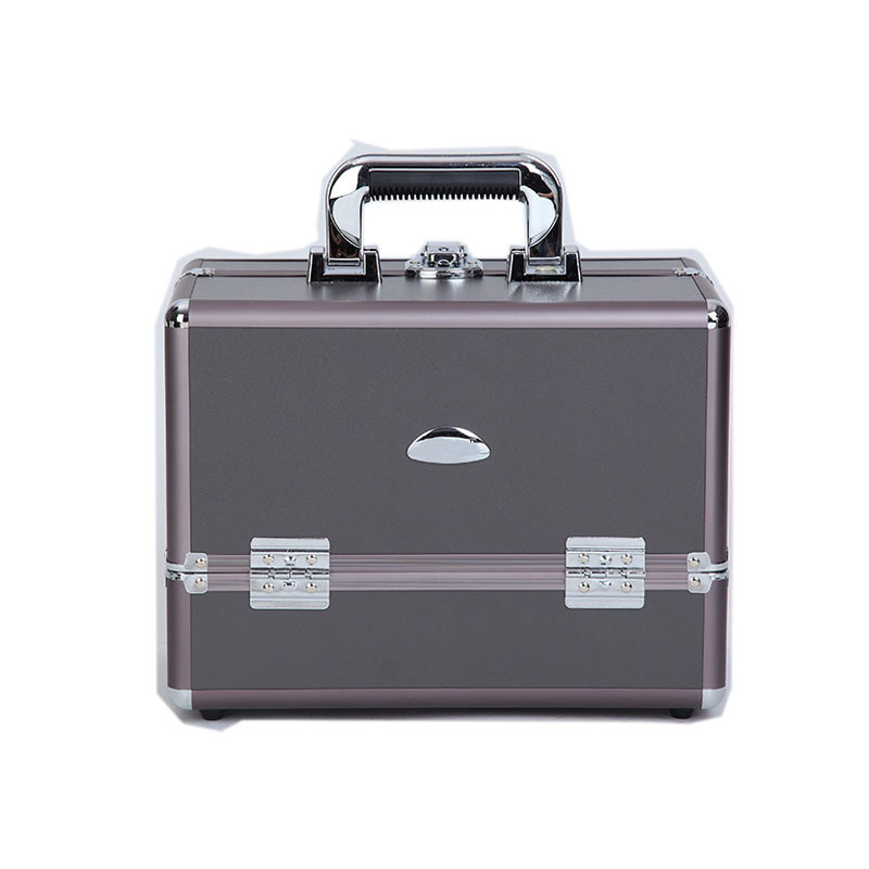 Retro Abs Organizer Dressing Case Vanity Cosmetic Metal professional makeup travel suitcase