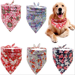 Floral Pattern Christmas Japanese Kerchief Triangle Bibs Handkerchiefs Scarfs Dog Bandanas