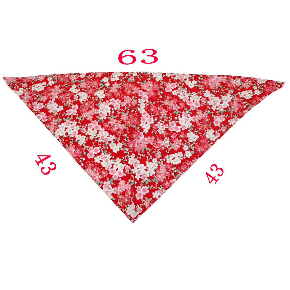 Floral Pattern Christmas Japanese Kerchief Triangle Bibs Handkerchiefs Scarfs Dog Bandanas