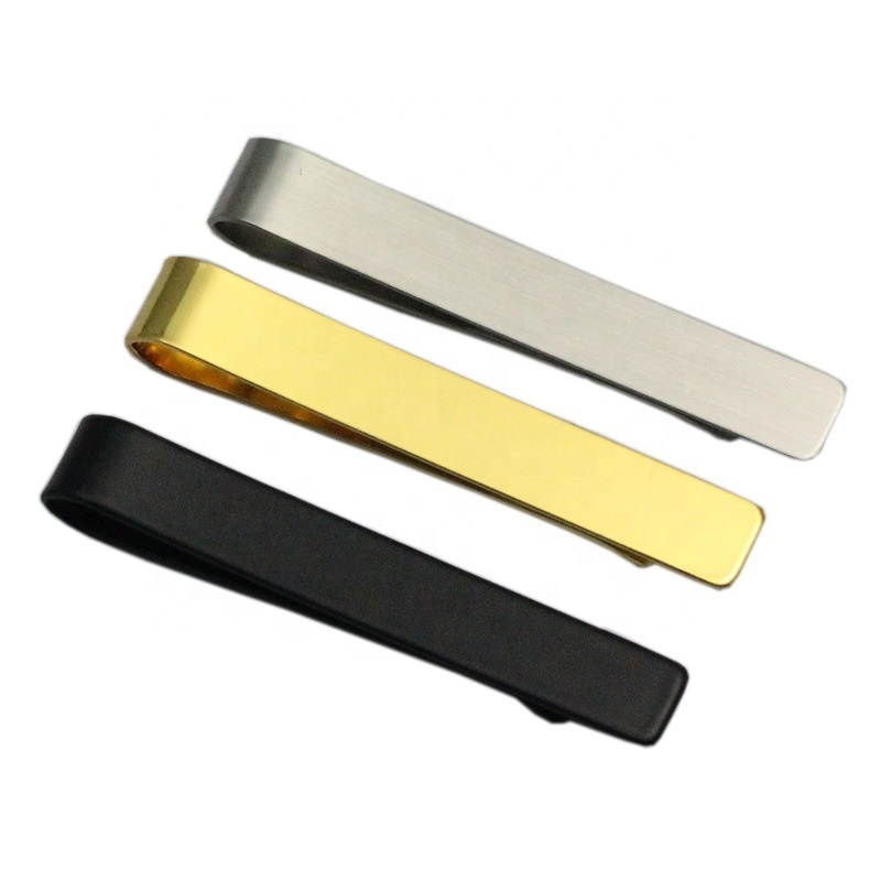 Custom Logo Stainless Steel Matte Gold Sliver Black Nickel Plated Tie Bar Tie Clips For Men Ties