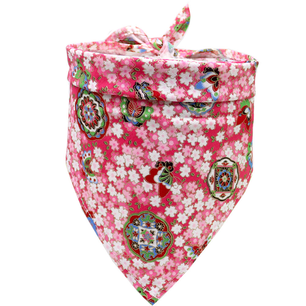 Floral Pattern Christmas Japanese Kerchief Triangle Bibs Handkerchiefs Scarfs Dog Bandanas