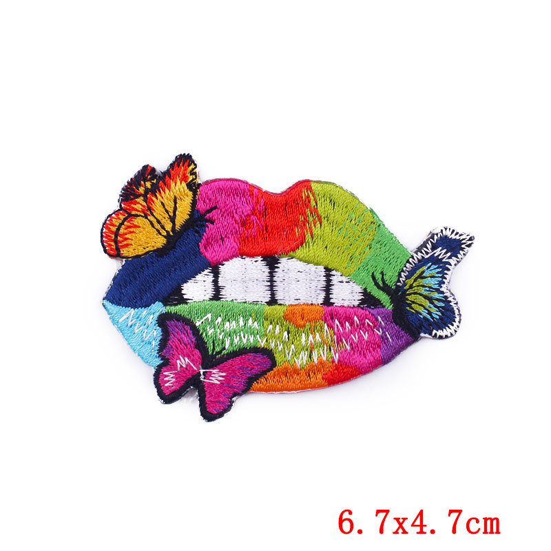 Lady's Sexy Colorful Lips Embroidered Mouth Badge Iron On Sew On Patch for Clothes Backpacks