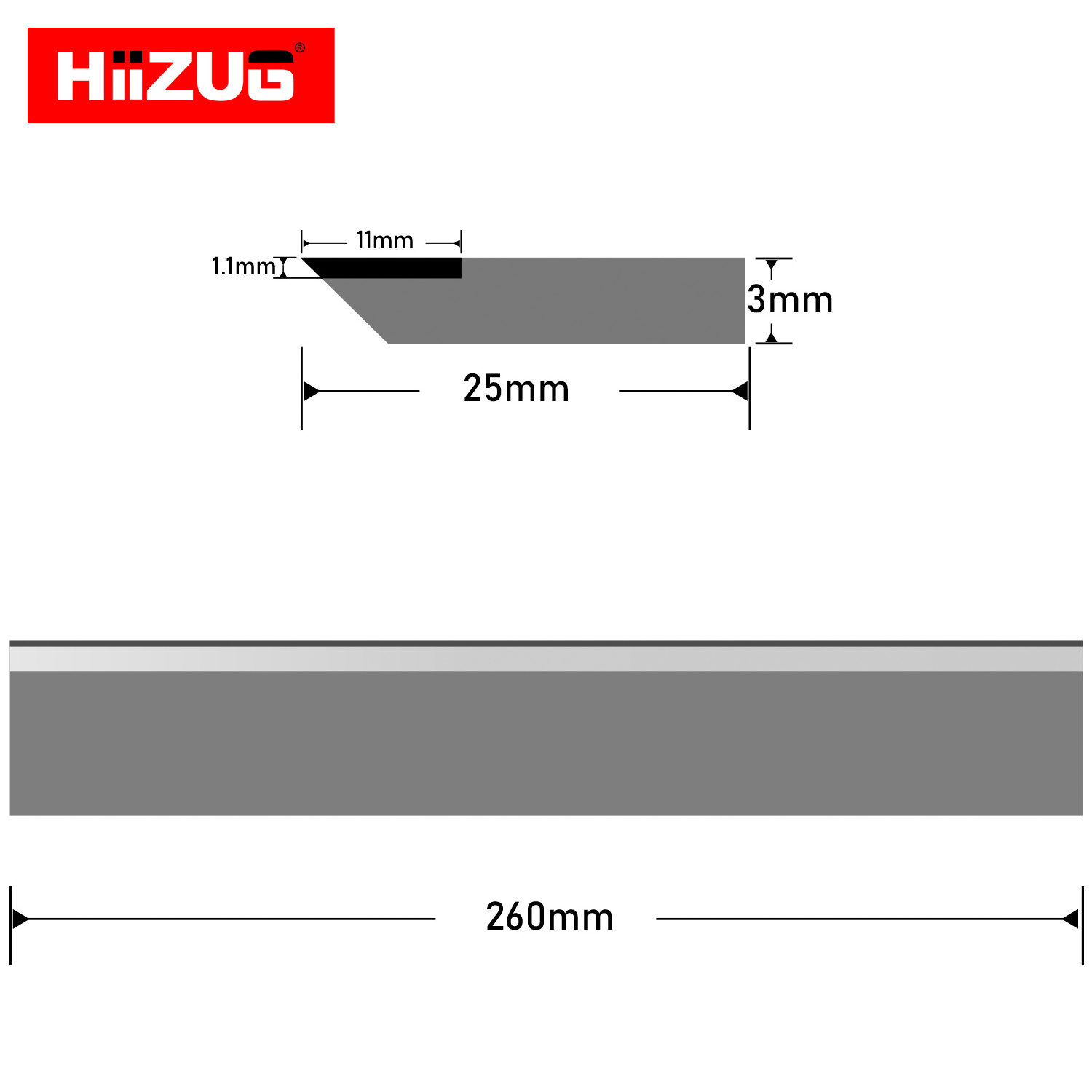 Hiizug 260mm TCT HSS Planer Blade 10-1/5