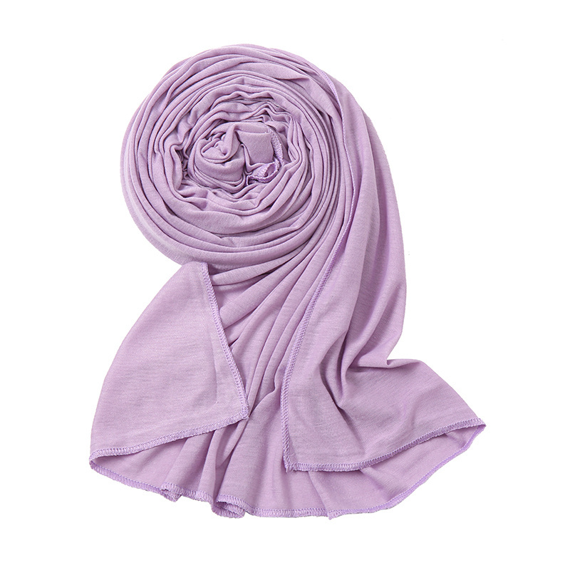 Wholesale High Quality Elasticity Solid Color Foulard Women Muslim Hijab Jersey Cotton Scarf