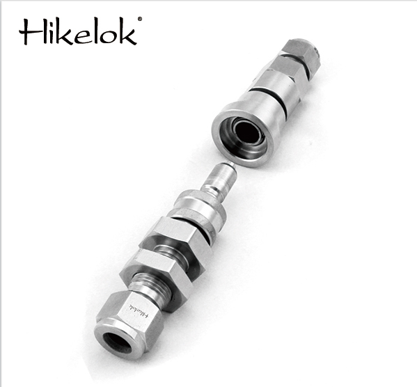 Swagelok type 3000 psi stainless steel 1/4'' 1/2'' OD NPT quick coupling stem with shutoff valve instrumentation quick connects