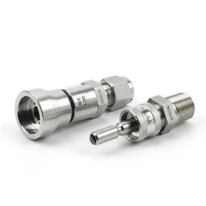 Swagelok type 3000 psi stainless steel 1/4'' 1/2'' OD NPT quick coupling stem with shutoff valve instrumentation quick connects