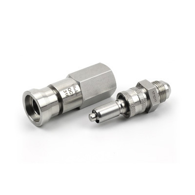 Swagelok type 3000 psi stainless steel 1/4'' 1/2'' OD NPT quick coupling stem with shutoff valve instrumentation quick connects