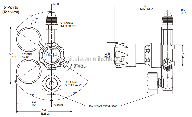 Swagelok Type Hikelok LPG CNG Gas High Pressure Reducing Regulator