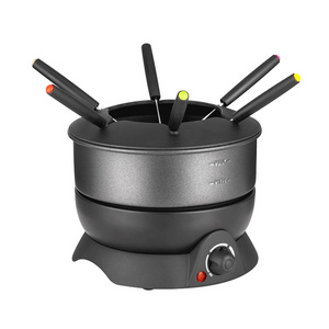 Customized Color Home Party Non-Stick Fondue Pot 1.3L Cheese Fondue Maker Fruit Electric Fondue Set With 6 Forks