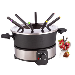 Household 2.0L Cast Alu Hot Plate 8 Fondue Fork Fruit Cheese Fondue Maker Electric Fondue Pot Set With Plastic Handle