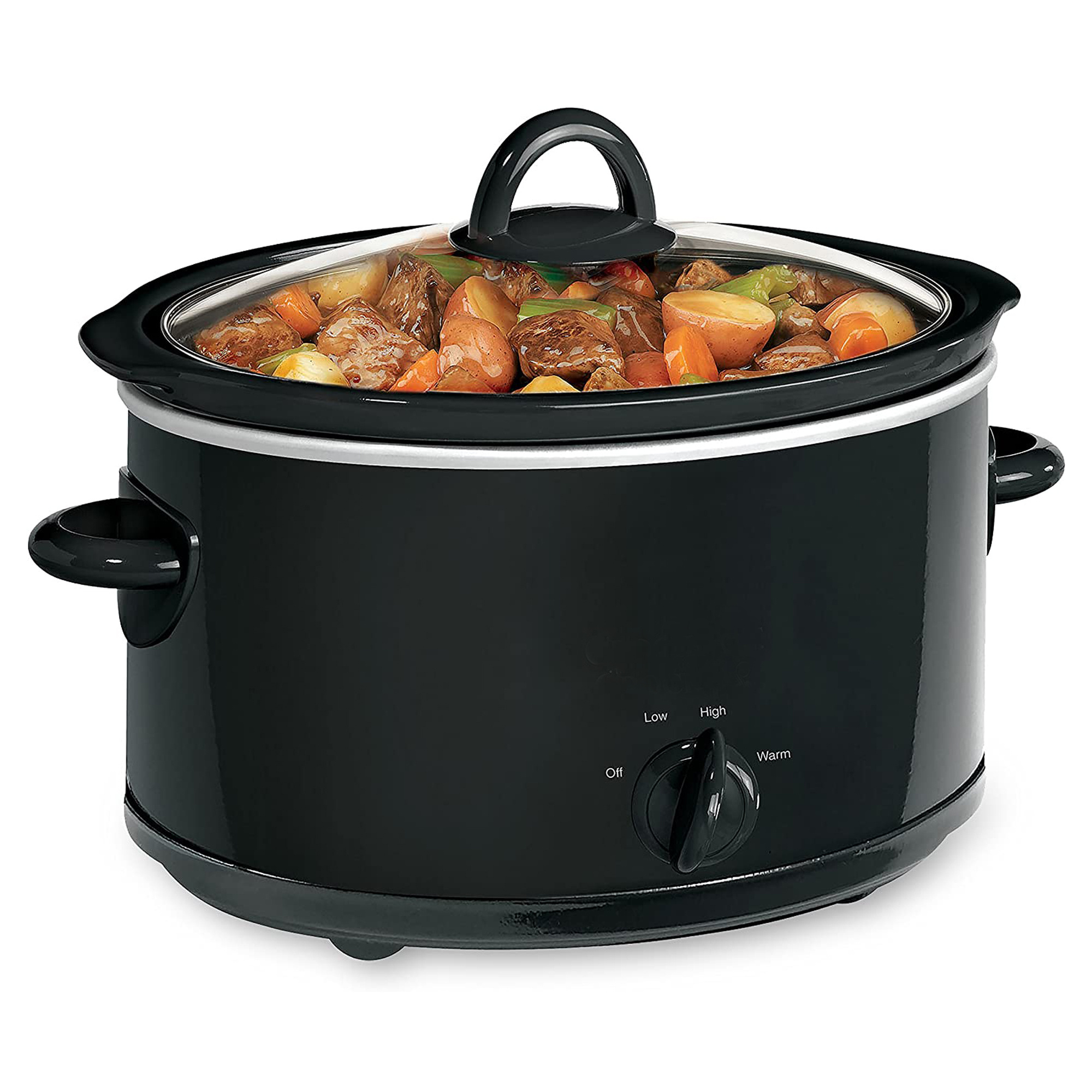 4 Quart Electric Stainless Steel Slow Cooker With Dishwasher-Safe Stoneware Crock & Lid