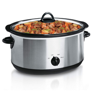 4 Quart Electric Stainless Steel Slow Cooker With Dishwasher-Safe Stoneware Crock & Lid