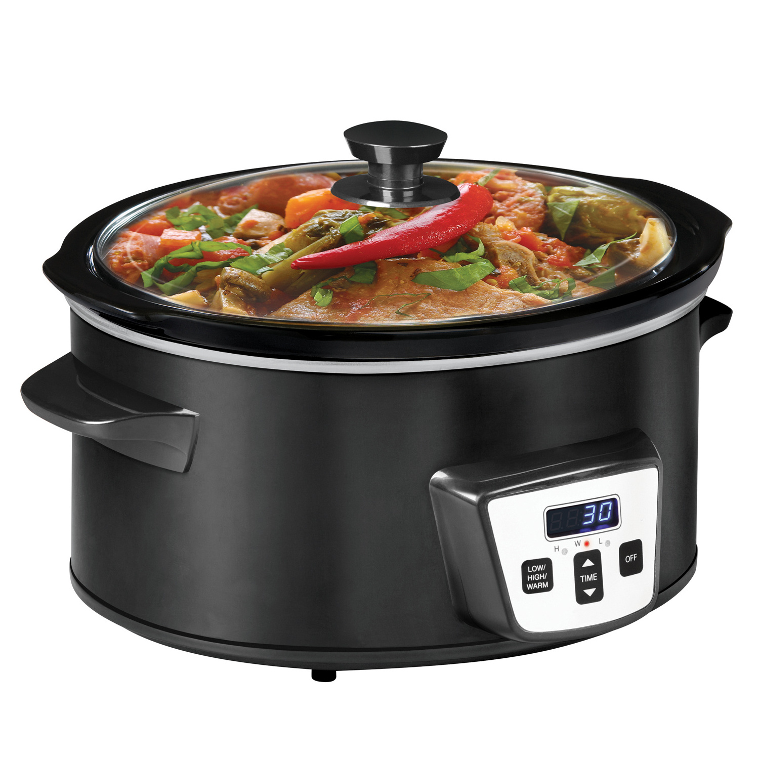 4 Quart Electric Stainless Steel Slow Cooker With Dishwasher-Safe Stoneware Crock & Lid