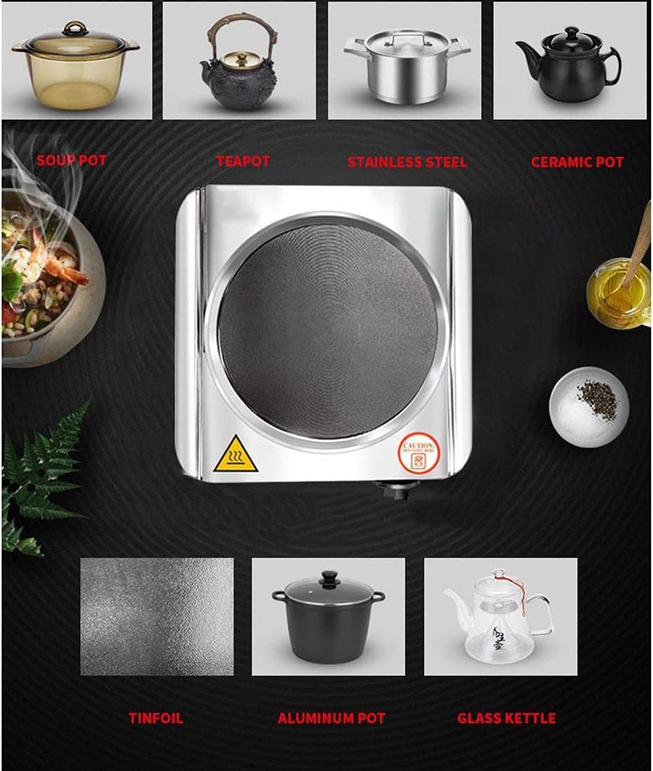 500 Watts Electric Single Burner Cooktop Cast Iron Hot plate With 5 Level Temperature Control